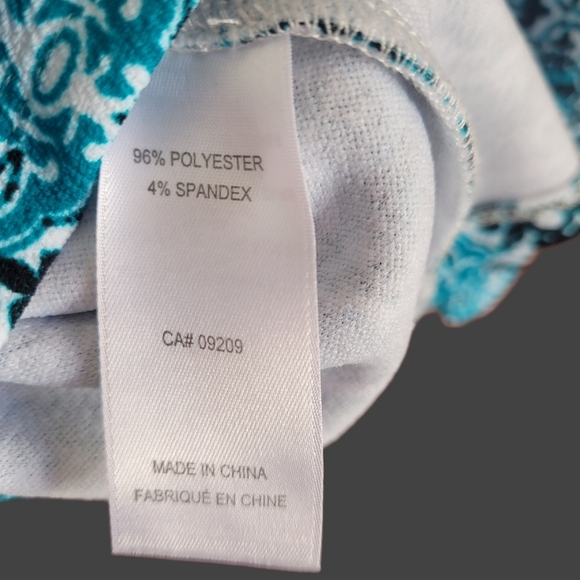 Cleo Aqua and White Geometric Patterned Sleeveless Top M - Picture 4 of 4